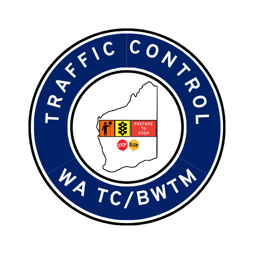 WA Traffic Control | TC, BWTM | Hard Hat Sticker | All Symbolics | VIC Blue