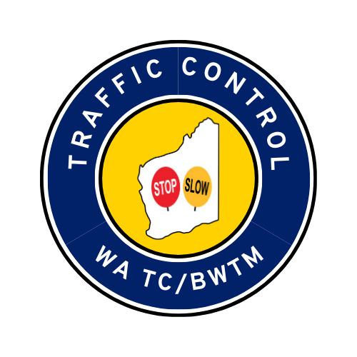 WA Traffic Control | TC, BWTM | Hard Hat Sticker | Stop/Slow | VIC Blue